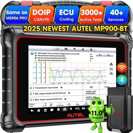 Autel MaxiPRO MP900BT Valise Diagnostic Auto: 2025 MP900-BT V2.0 ECU Codage Bidirectionnel Outil