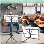Elsrantor Pupitre Musique Pliable et Léger & Porte-livre 2 en 1, Pupitres de Musique Hauteur Ajustable, Support de Partitions en