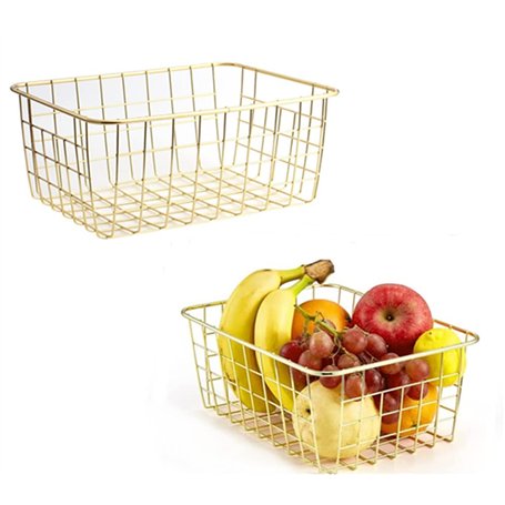 Lot de 2 paniers de rangement en fil métallique pour salon