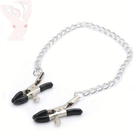 1 Chaîne en métal en acier inoxydable avec pince en silicone