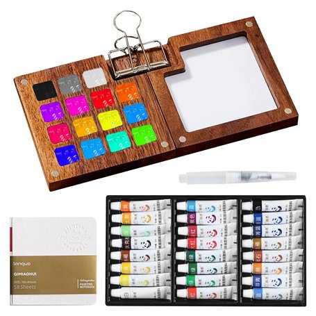 WIYETY Mini palette d'aquarelle de 24 couleurs : palette d'aquarelle portable