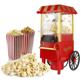 Machine à pop-corn rétro - 1200 W - Pour la maison - Avec air chaud - Sans graisse - Sans huile - Opération à un bouton - Popcor