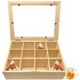 Xpieoyrm Boîte à thé en bambou avec 12 compartiments 28 x 22.5 x 9 cm