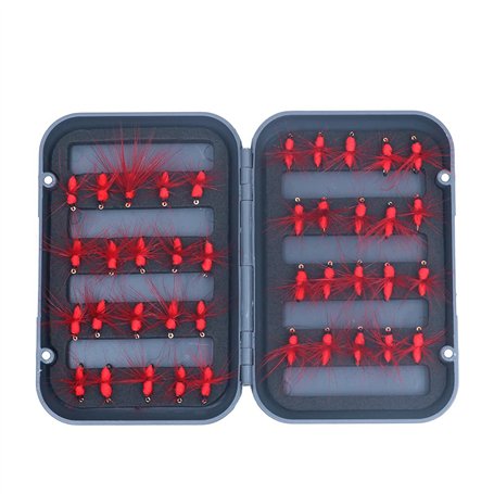 ANCLLO Lot de 40 Mouches Rouges pour Accessoires De Pêche en Plein Air la pêche à la Truite