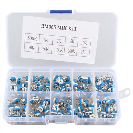 HALJIA 100 pcs 10 valeur Rm065 6 mm tondeuse potentiomètre assortis kit résistance variable avec Plastci Box