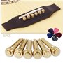 Alnicov Lot de 6 chevilles de chevalet en laiton avec extracteur de goupilles et 5 médiators pour guitare acoustique à 6 cordes
