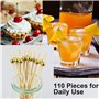 Lot de 110 brochettes à cocktail en bois - Pour cocktails - Cure-dents - Pour amuse-bouche - Décoration de cocktail - 12 cm - Pe