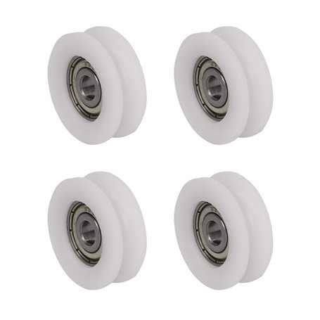 Lot de 4 poulies de roulement à rainure en forme de U 30 x 10 x 6 mm en plastique nylon pour rail coulissant