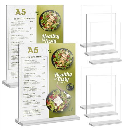 WIYETY Lot de 6 présentoirs de table en acrylique A5 : support en L transparent Présentoir publicitaire A5 en acrylique Présento