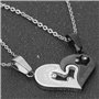 2 Pièces Collier Couple Amoureux en Acier Inoxydable, Pendentif Coeur Séparable Puzzle, Chaîne Argent et Noir pour Femme et Homm