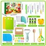 SaiXuan 31 Pièces Ensemble d'Ustensiles de Cuisine pour Enfants - Kit de Couteaux Montessori Sécurisés - Comprend Planches à Déc