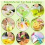 SaiXuan 31 Pièces Ensemble d'Ustensiles de Cuisine pour Enfants - Kit de Couteaux Montessori Sécurisés - Comprend Planches à Déc