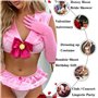 ROSVAJFY Femme Ecoliere Costume Sexy Lingerie Schoolgirl Cosplay Uniforme Etudiante Déguisement Rose Sous-Vêtement Babydoll Coqu