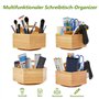 Organisateur de bureau rotatif à 360 ° en bambou, porte-crayons en bois avec poignée, organiseur de table, 6 compartiments surdi