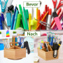 Organisateur de bureau rotatif à 360 ° en bambou, porte-crayons en bois avec poignée, organiseur de table, 6 compartiments surdi