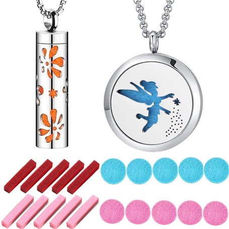TANGGER 2 STK Pendentif Aromathérapie Diffuseur de Parfum ou d'Huile Essentielle avec 20 Tampons de Remplissage