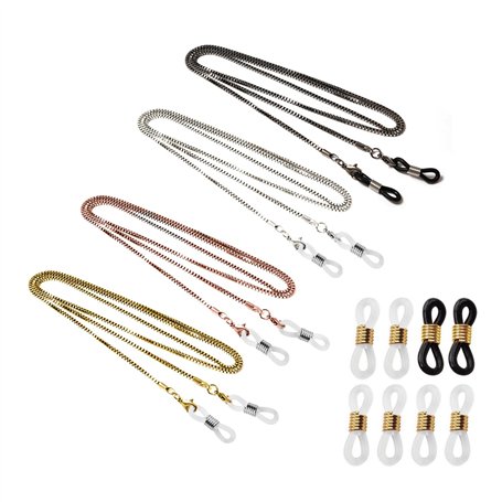 TAFACE 4pcs chaîne de lunettes rétro avec 4 paires de boucles antidérapantes