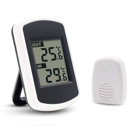 Ulable LCD Digital Thermomètre sans fil pour intérieur ou extérieur， mini capteur de température ambiante