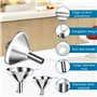 VFANDV 3 Pièces Ensemble d'entonnoirs en Acier Inoxydable, Entonnoir de Cuisine avec 2 Brosse Petit Entonnoirs Empilables avec P