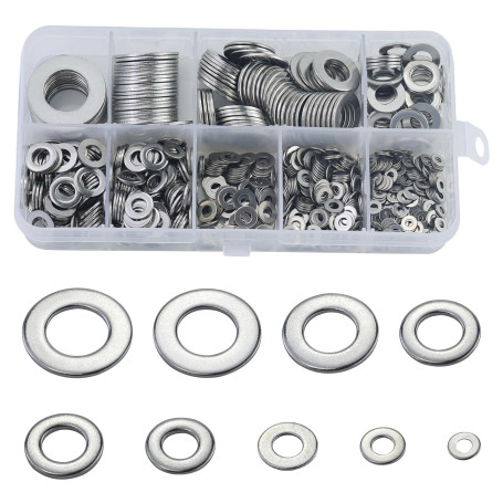 Lot de 800 rondelles plates en acier inoxydable pour charnière de porte avec boîte de rangement