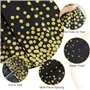 HXMJIED Lot de 3 nappes de Noël jetables en plastique avec confettis jetables - Noir et pois dorés - 137 x 274 cm