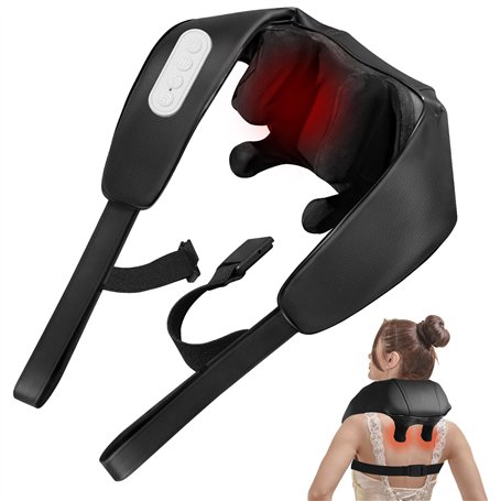 BIBIRE Masseur pour tissus profonds du cou et des épaules : masseur Shiatsu sans fil avec 6 nœuds de pétrissage et fonction de c