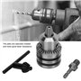 Mini Mandrin de Perçage 3,0-16 mm 1/2-20 UNF avec Clé pour Mandrin et Adaptateur pour Tête Hexagonale 1/4