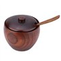VIFERR Pot à épices, Sucrier en Bois Pot à Sel avec Cuillère et Couvercle Vintage Cruet Boîte de Sauce Outil de Cuisine Spice Ja