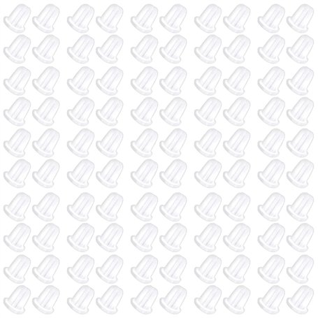 100 Pièces Fermoirs attache de Boucles d'Oreilles Silicone