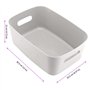 JEUIHAU Lot de 6 grands paniers de rangement rectangulaires en plastique avec poignées, caisse rangement plastique avec poignée,