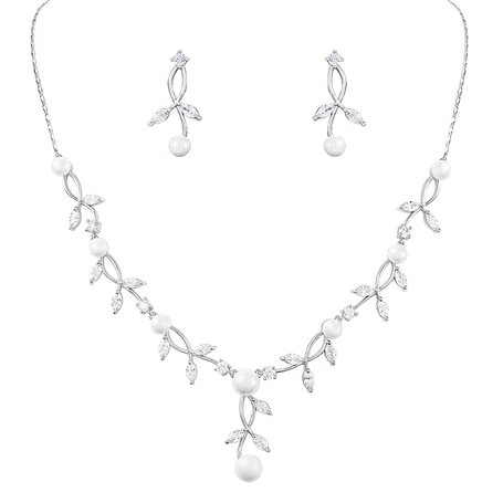 KBRPEY Parure Bijoux Femme Mariage Collier Et Boucles d'Oreilles à La Mode Avec Pendentif en Strass pour Le Cadeau de Fête des M