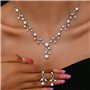 KBRPEY Parure Bijoux Femme Mariage Collier Et Boucles d'Oreilles à La Mode Avec Pendentif en Strass pour Le Cadeau de Fête des M