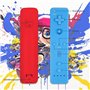 AUFGLO Wii Controller 2 Pack - Télécommande Wii avec étui en silicone et dragonne (rouge+bleu)