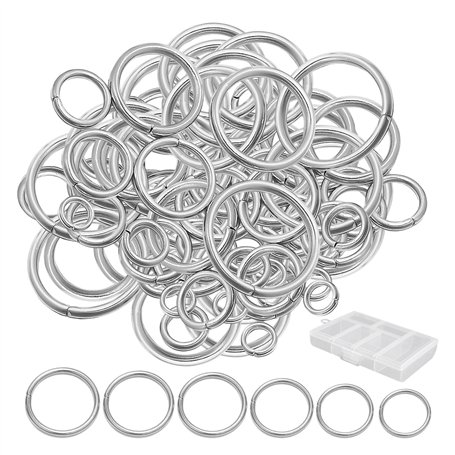 Lot de 120 anneaux de saut en acier inoxydable - 1 boîte de rangement avec 6 compartiments - Pour la fabrication de bijoux - Ann