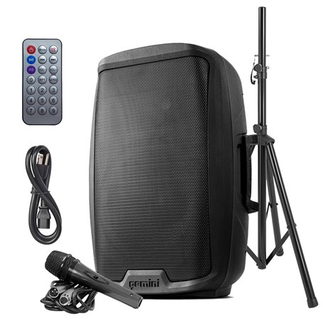 Gemini Sound Sound AS-2115BT-PK Party Bluetooth 15 Woofer 2000W Système Actif PA DJ Bluetooth Haut-parleurs avec Support de Haut