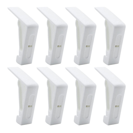 MZMing 8 Pièces Pinces à Nappe en Plastique Blanc pour Table d'Extérieur - Pinces Réglables à Ressort pour Nappe de Jardin Pique