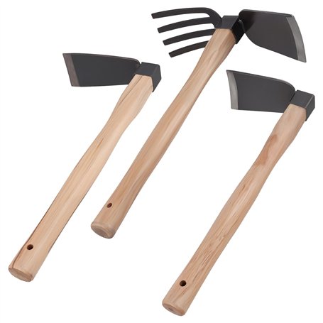 CHEUKYIU Bodenbea - Lot de 3 bines de jardin avec houe plate large - Pioche plate étroite - Pioche plate - Pioche à quatre dents