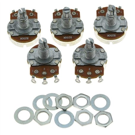 Kaish linéaire à 5 x B250 K Grande Base Guitare Pots W/18 mm de long Axe fendu 250 K potentiomètres