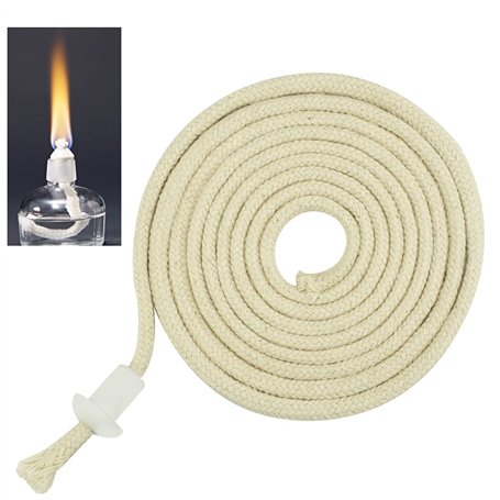VCRANONR Meche Lampe à Huile en Coton 0.7 * 200 cm Mèche Lampe à Pétrole Inflammable Lanterne Mèches Découpable avec Bouchon à T
