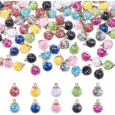 MaoNativey 30pcs 16mm Breloques Pendentif Boule de Verre Cristal avec Strass Perle Brillante Étoiles pour Faire des Pendentifs C
