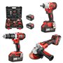 TEENO Tool Kit 3 Piece Set (Brushless Cordless Impact Wrench + Impact Drill + Brushless Angle Grinder) 20V 2 X Batterie 3Ah