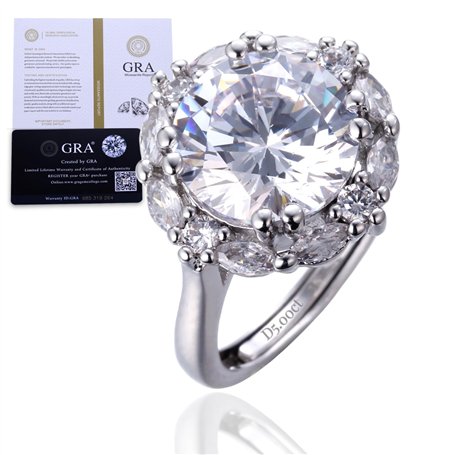 HALUKAKAH Bague Moissanite Femme D Couleur 5.0 ct Luxe