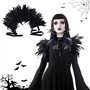 WAYBWZDQ Gothique Plumes Cape Noir