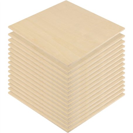 MUKCHAP Lot de 15 feuilles de bois de contreplaqué carrées de 254 x 254 x 6 mm