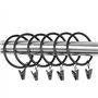 JOIKIT Lot de 60 Anneaux de Rideaux en métal avec Clips, Anneaux pour Rideaux avec Pinces - 50 mm - Noir