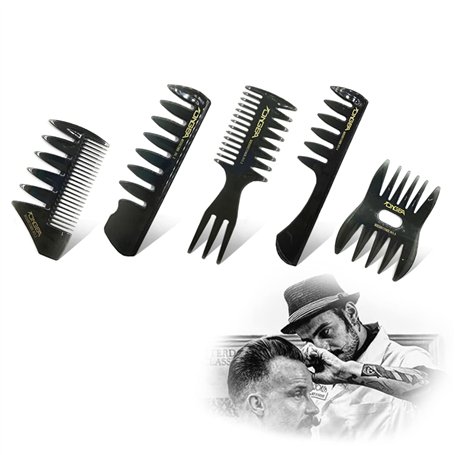 Peigne Cheveux Homme 5 Pièces Styling Peigne Pour Hommes Peignes Multifonctionnels Set Peigne Démêlant à Dents Larges Pour Coiff
