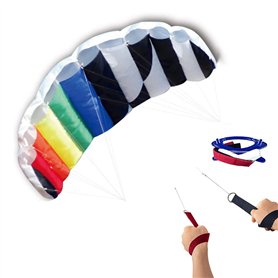 Touch The Sky Cerf-Volant Souple Noir & Blanc & Arc-en-Ciel pour Enfants et Adultes,sans Squelette,Facile à Voler, Conception de Touch The Sky Cerf-Volant Souple Noir & Blanc & Arc-en-Ciel pour Enfants et Adultes