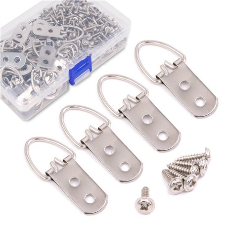 Swpeet 60 pcs Heavy Duty Grande bague Large D Forme à ongles Non-trace Cadre photo cintres double trou avec vis