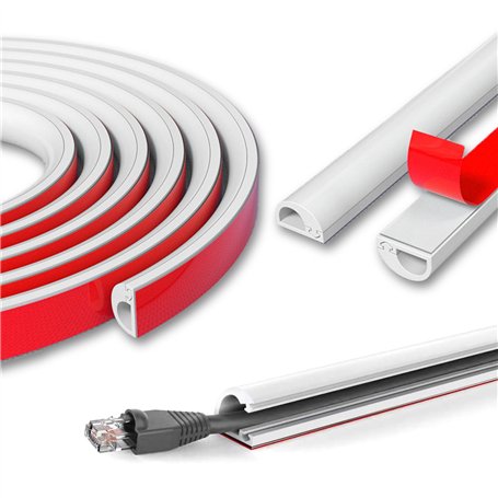 Zephyra 3 m Goulotte Passe-Câble Blanc Autocollante – Goulotte Demi-Ronde Flexible pour Mur