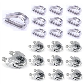 Basetousual 10 pièces de Attaches pour Câbles Métalliques, 10 pièces Serre-Câbles Clip de Serre-câbles en Acier Inoxydable, Serr Basetousual 10 pièces de Attaches pour Câbles Métalliques
